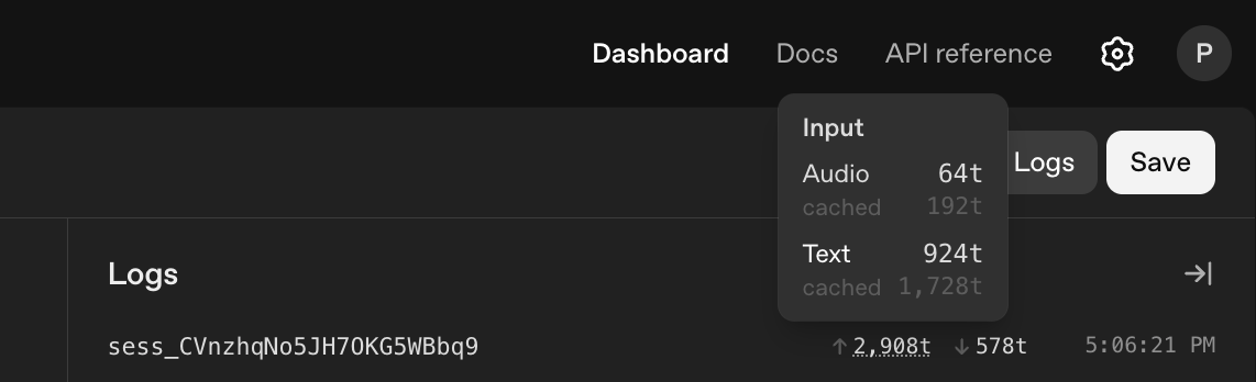 showing tokens in the playground