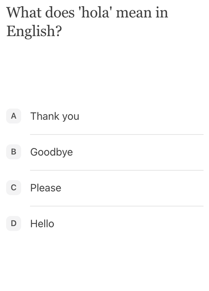 @Quizzes help me practice Spanish