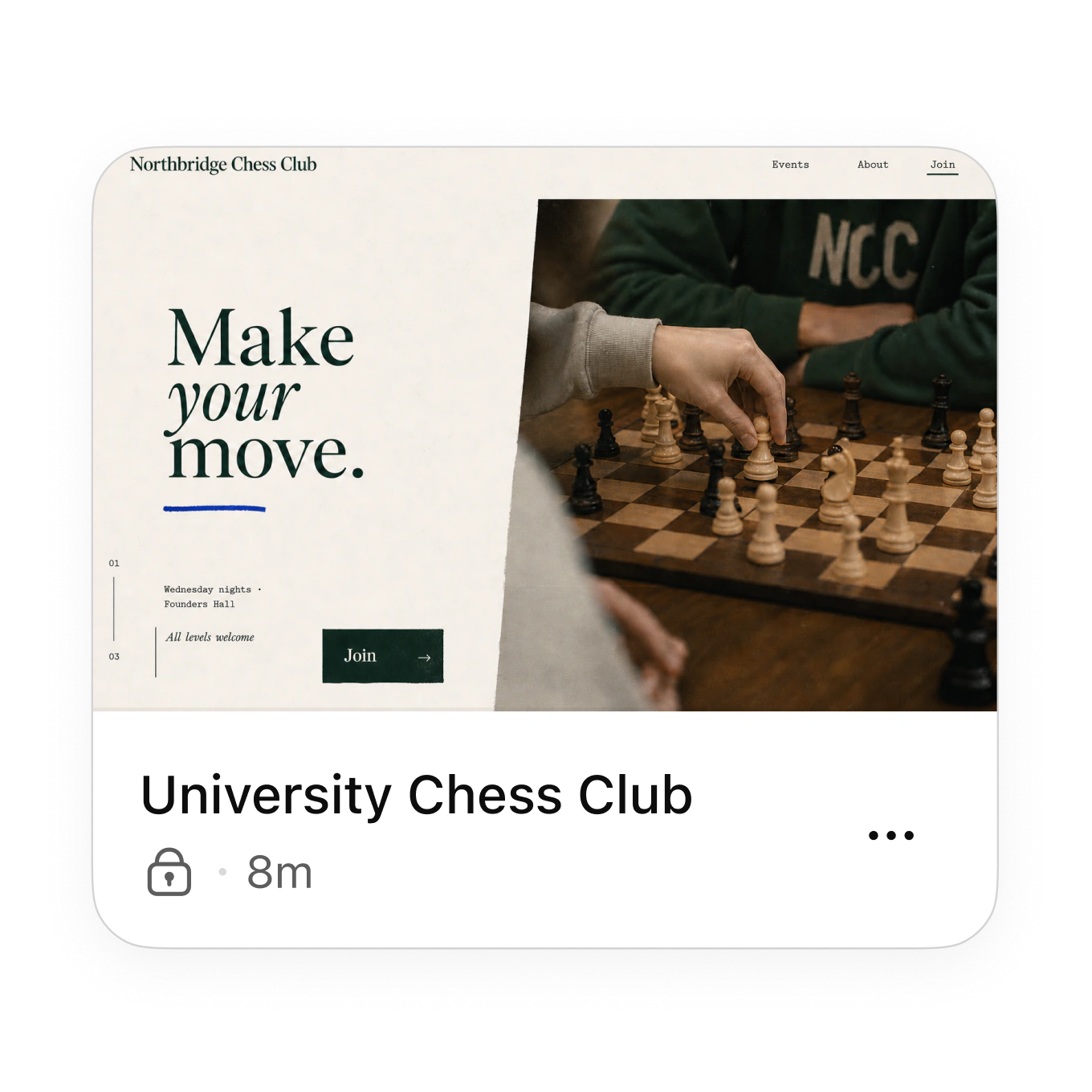 A student-built university chess club website