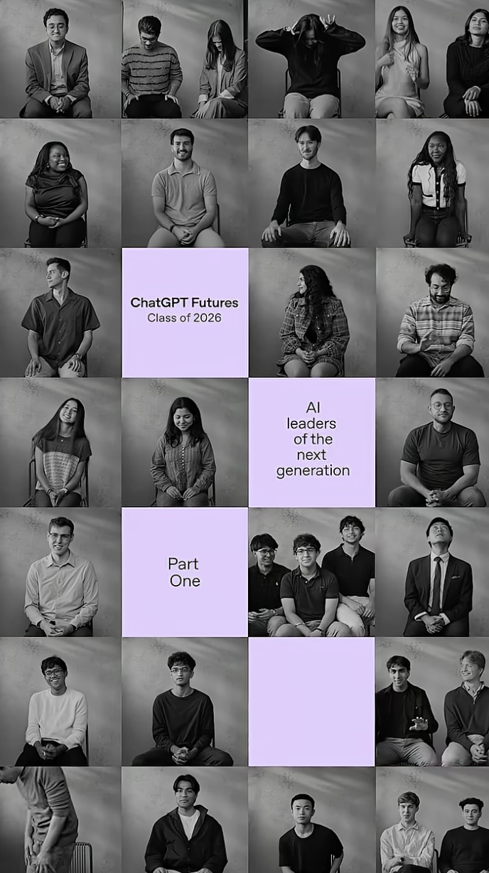 A collage of students in the ChatGPT Futures class of 2026