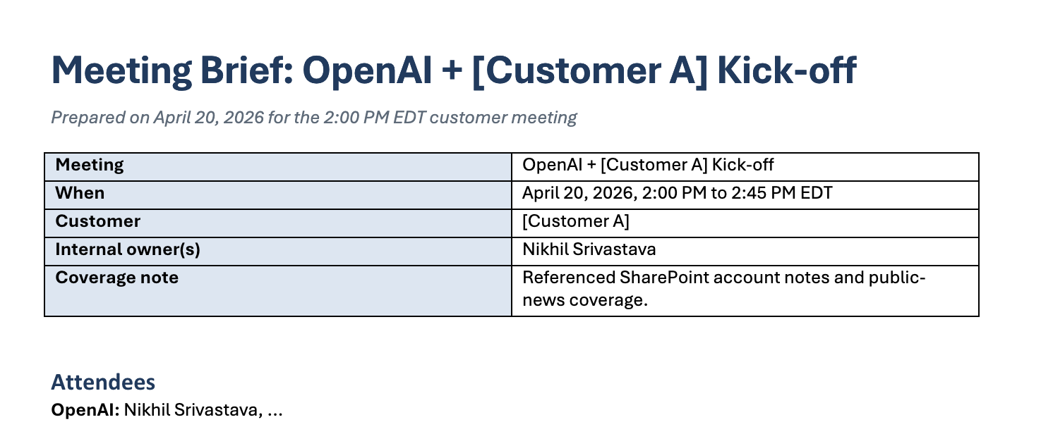 Output meeting brief