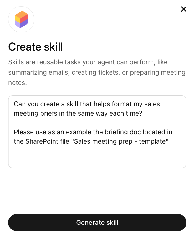 Creating a skill for our agent