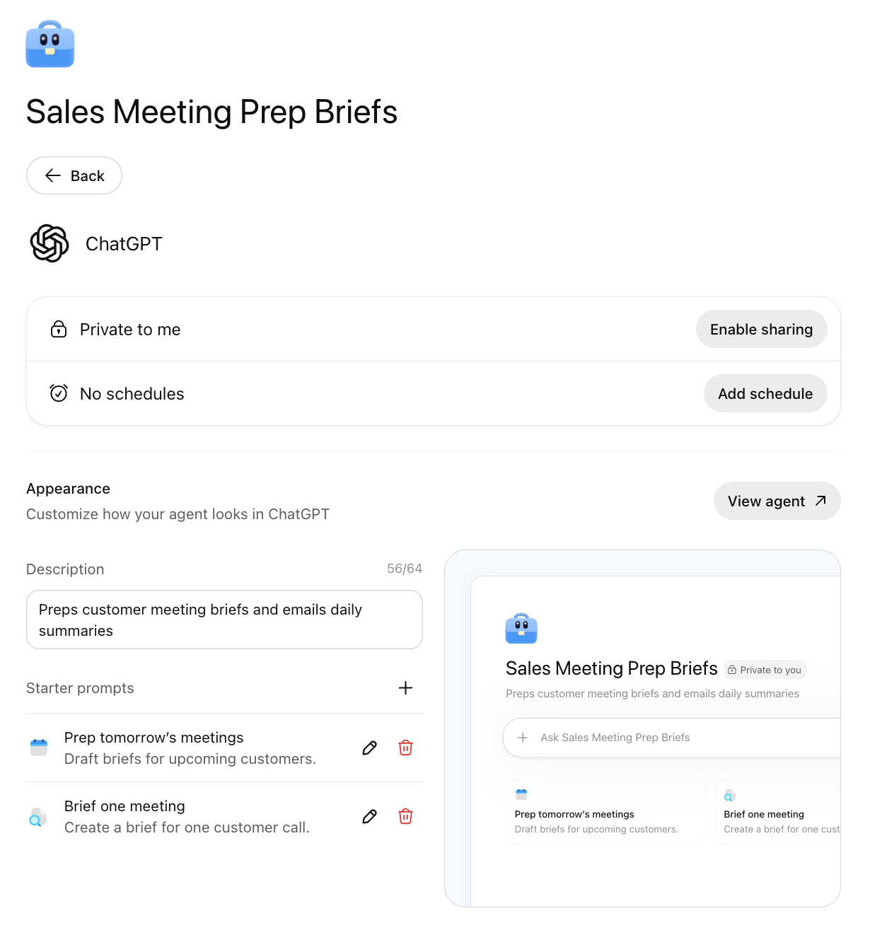 Updating starter prompts