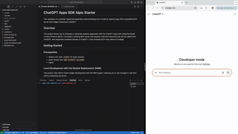 Gif of the hot reload in action